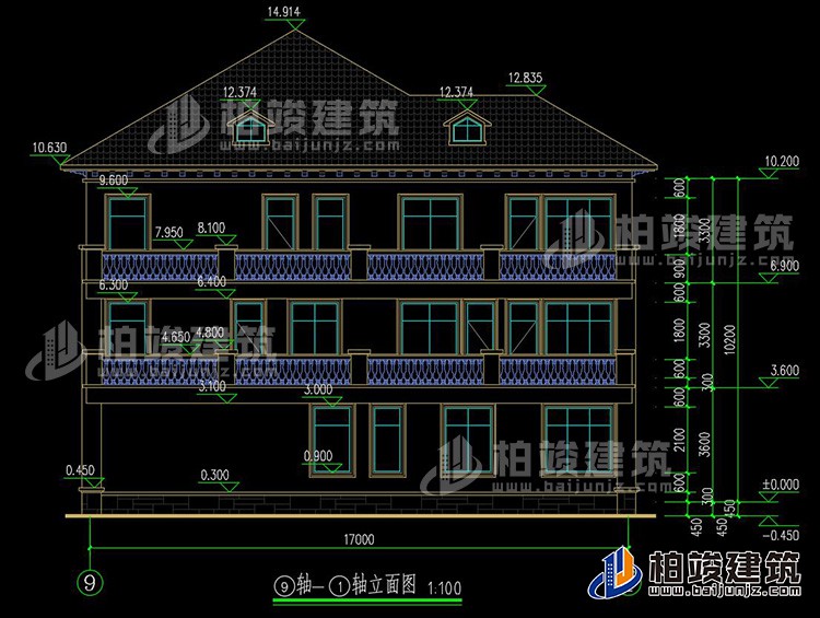 2019新农村欧式别墅设计图，三层自建房大气漂亮别墅BZ368-简欧风格